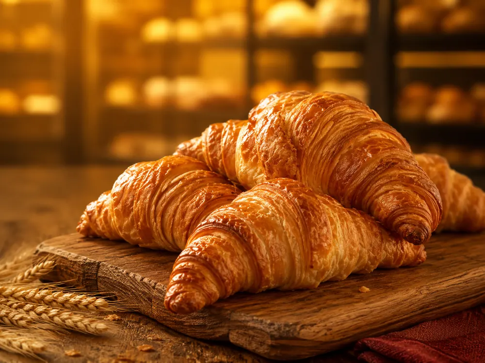 Croissants tradicionais dourados