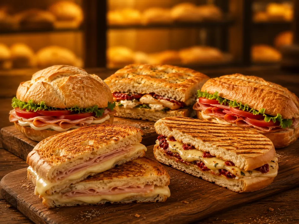 Sanduíches e bebidas para o combo lanche para dois
